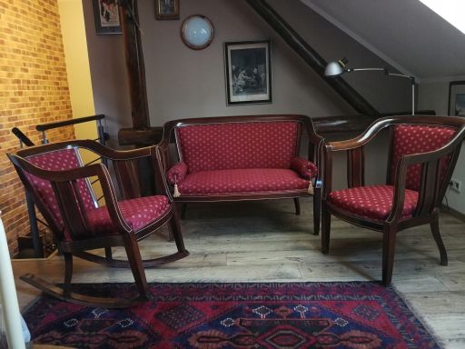 Secesja,kanapa -sofa,fotel bujak komplet mahoniowy