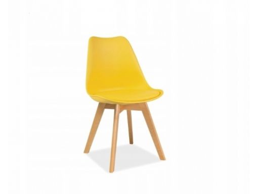 Krzesło buk ekoskóra żółty tworzywo- zestaw 4 szt