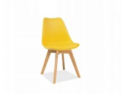Krzesło buk ekoskóra żółty tworzywo- zestaw 4 szt