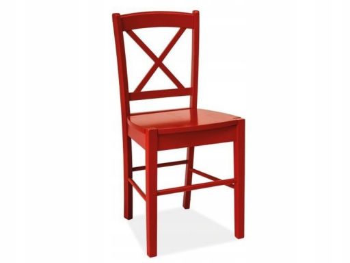 Krzesło czerwone drewiane w stylu skandynawskim