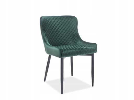 Krzesło zielone pikowane vevlet - zestaw 4 szt.