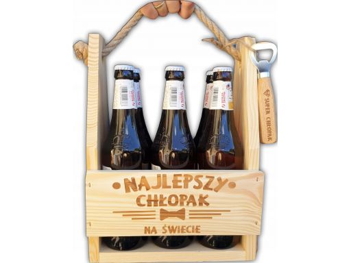 Drewniana skrzynka na piwo z grawerem prezent