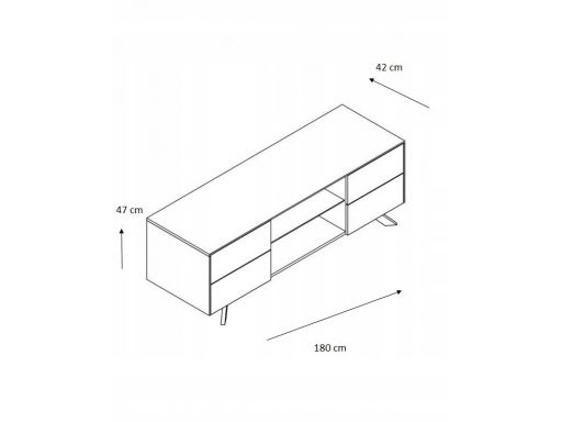 Komoda biała beton trzy szuflady drzwi 120x45/75cm