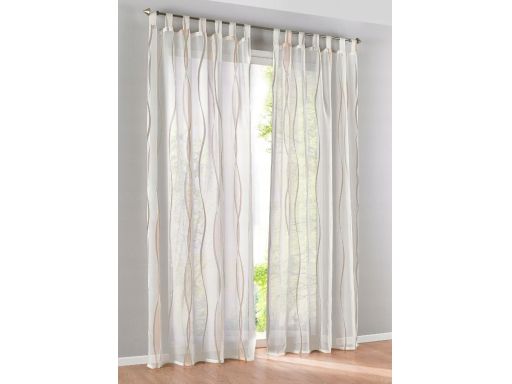 B.P.C zasłona biała w beżowo-brązowy wzór 1szt r.140/145/1