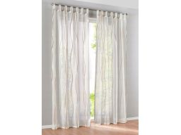 B.P.C zasłona biała w beżowo-brązowy wzór 1szt r.140/145/1