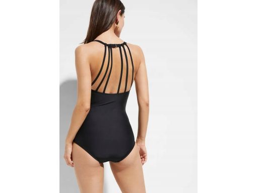 B.P.C czarny kostium kąpielowy z ozdobnymi paskami na plecach 40.