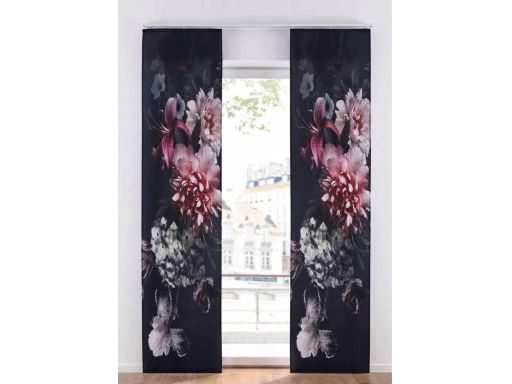 B.P.C zasłona panelowa czarna w kwiaty 1 szt 225x57 cm/3.