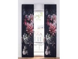 B.P.C zasłona panelowa czarna w kwiaty 1 szt 225x57 cm/3.