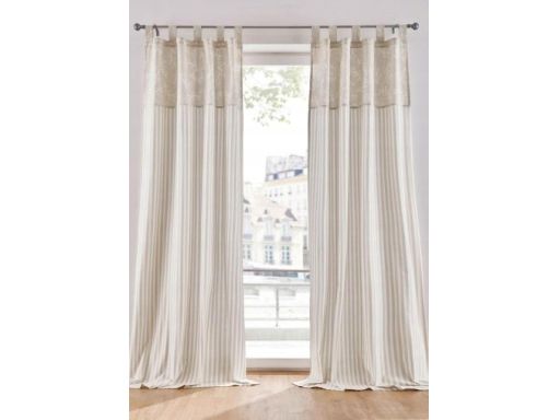 B.P.C. zasłona okienna beżowa w paski r.112/135/1