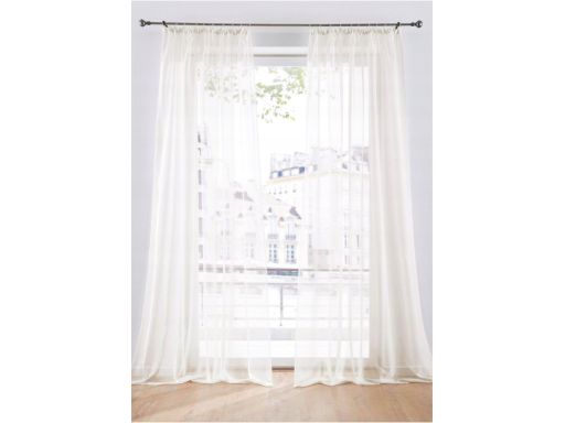 B.P.C. kremowa zasłona przezroczysta na taśmie 2szt r.145/150