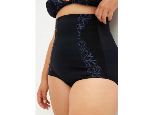 B.P.C majtki figi maxi shape czarne z kolorową koronką wysoki stan 50.