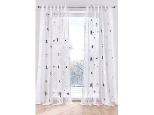 B.P.C firana biała w srebrne gwiazdki 225x140cm/3.