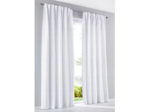 B.P.C zasłony białe z mikrofazy 2 szt na taśmie 145x 144.