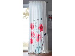 B.P.C zasłona biała ze wzorem maków r.245/140