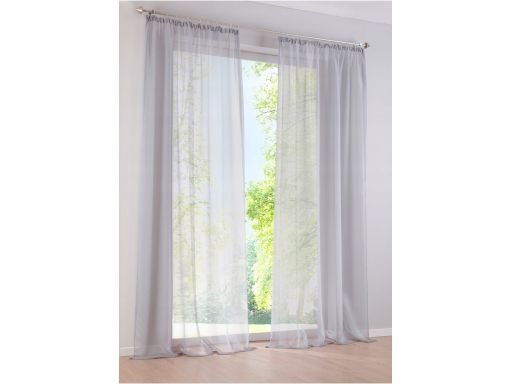 B.P.C firanka jednokolorowa szara gładka 150x175 cm.