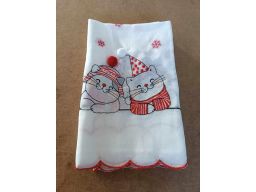 B.P.C prześwitująca zazdrostka ze świąteczntm haftem z kotkami ^114x47