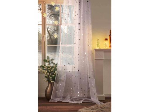 B.P.C firana biała w szare gwiazdy ^140x145 cm