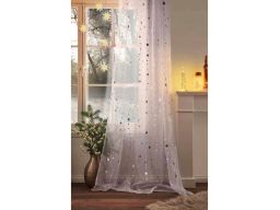 B.P.C firana biała w szare gwiazdy ^140x145 cm