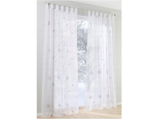 B.P.C firana biała w szare w płatki śniegu haftowane ^240x145cm/4