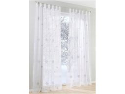 B.P.C firana biała w szare w płatki śniegu haftowane ^240x145cm/4