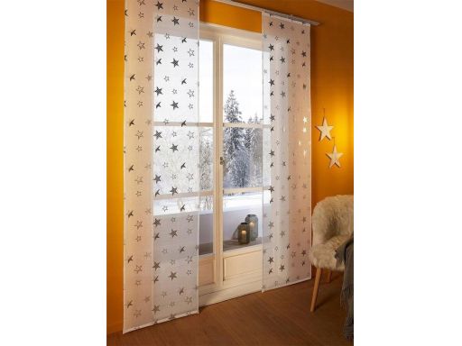 B.P.C zasłona panelowa biała prześwitująca srebrne gwiazdki 1 szt 145x