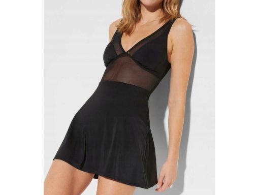 B.P.C czarna sukienka kąpielowa shape siateczka 42.