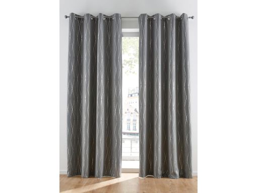 B.P.C. zasłona szara w geometryczne srebrne wzory r.145x140 cm/1