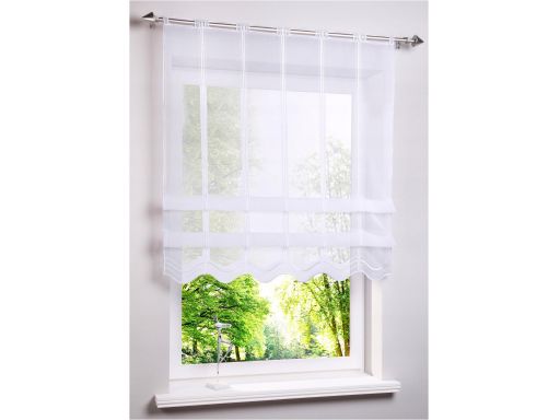 B.P.C. roleta z klipsami biała z haftem 120x80cm.