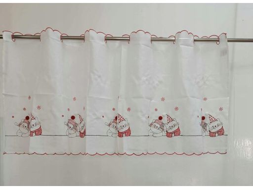 B.P.C prześwitująca zazdrostka ze świątecznym haftem z kotkami 85x46 c