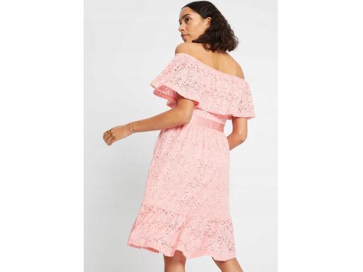 B.P.C koronkowa sukienka carmen odkryte ramiona różowa r.36
