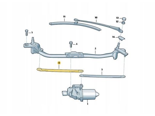 Napęd wycieraczek ramię cięgno Skoda OE 5J0955326