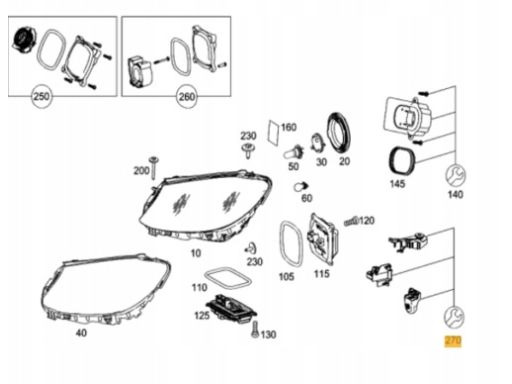 Zestaw naprawczy lampy przód Mercedes W205 L P