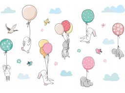 Naklejki dla dzieci balony króliki chmurki 120cm
