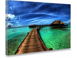 Błękitna plaża obraz na płótnie canvas 120x80cm