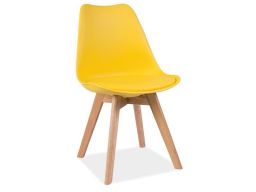 Krzesło dąb ekoskóra żółta tworzywo - zestaw 4 szt