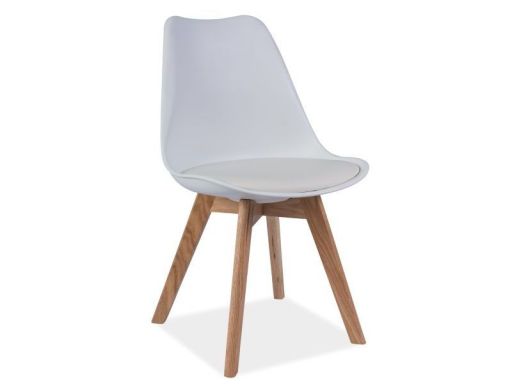 Krzesło dąb ekoskóra biała tworzywo-zestaw 4 szt