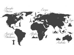 Naklejki na ścianę mapa świata mapy 150x70cm wzory